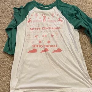 Green and White womens Christmas Shirt vintage sz medium